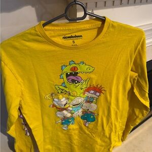 Nickelodeon adult long sleeve graphic tshirt, yellow with Rugrats graphic, small